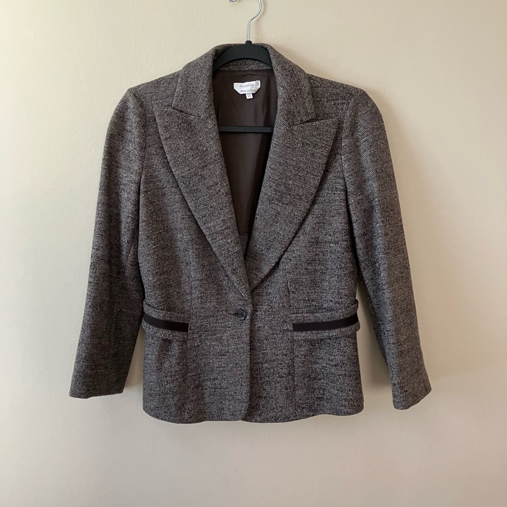 MaxMara Blazer & Matching Dress in Heather Brown